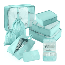 Ensemble de 9 cubes de rangement et organisateurs de voyage pour valise - Accessoires de voyage légers avec grande trousse de toilette, bleu