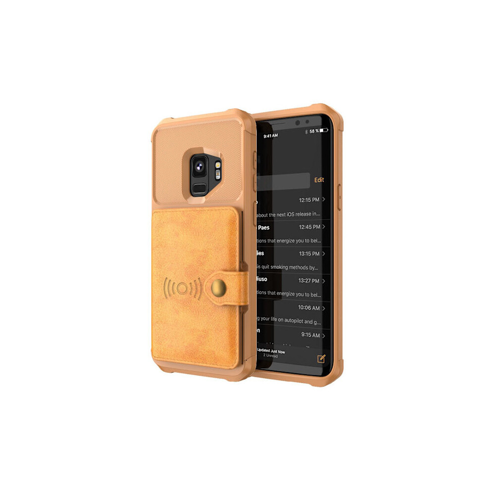 Smooth Wear-Resistant Cover With Card Compartment - Compatible With Samsung Galaxy S9 Brown 9164030343399