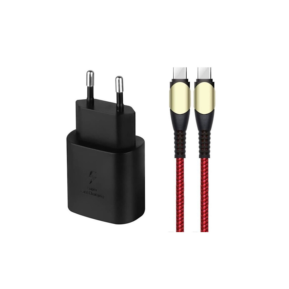 Fast Charger 25W + 60W Nylon Usb-C Cable 1M, Compatible With Iphone 16 Pro Max, Compatible With Iphone 16 Pro, Compatible With Iphone 16, Red/Black 9164030343771