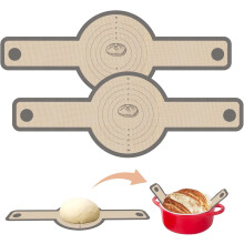 Silicone Bread Sling for Dutch Oven, 2 PCS Non-Stick & Easy Clean Reusable Baking Mat with Long Handles, compatible with sourdough bread