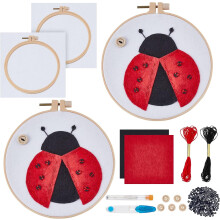 2 Set Lady Bug Embroidery Kit Cross Stitch Kits for Sewing Felt Beginners Embroidery Starter Kit