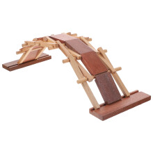 Houten educatieve Luban-brug voor kinderen, zelf in elkaar te zetten, met pen-en-gatverbinding, voor de kleuterschool.