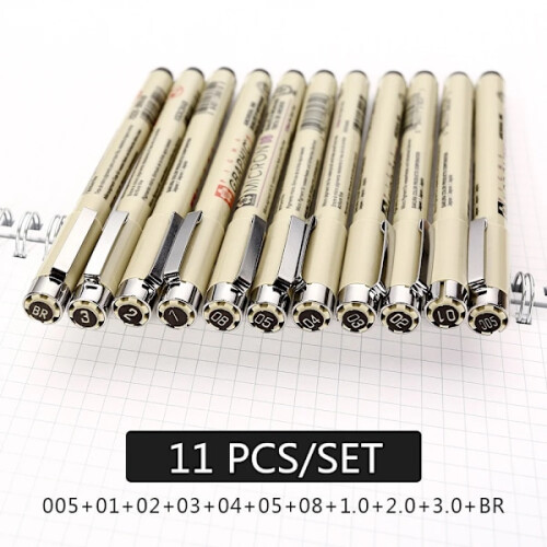 Σετ στυλό Pigma Micron Needle Soft Brush Liner με πινέλο και μαρκαδόρους σχεδίασης 11 τεμάχια