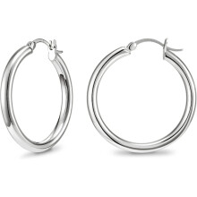 Orecchini a cerchio in argento sterling 925 - Orecchini a cerchio spessi per donna, diametro 25 30 40 50 mm (40 mm) Argento
