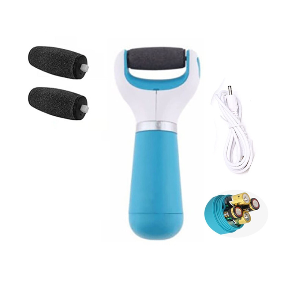 Blue Electric Foot File Callus Remover With Fast Rotating Drum Usb And Battery Set