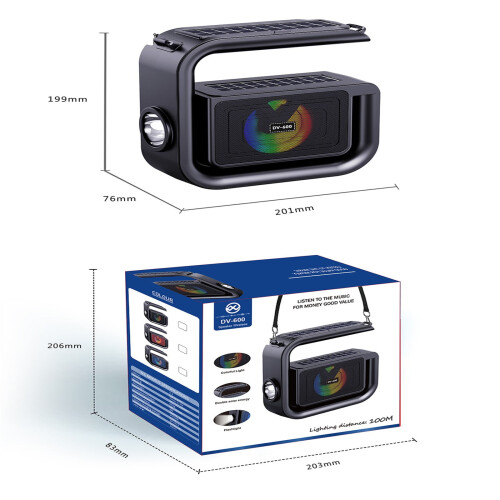 Solar Powered Bluetooth Speaker Rectangle Flashlight Solar Player Outdoor Convenient Wireless Card Insertion Sound System 1