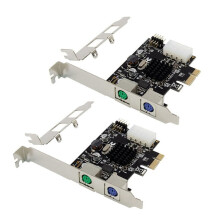 2X PCI-E Dual Port PS2 Expansion Adapter Card External PS2 Device Expansion Card Driver-Free Plug and Play for PC