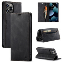 Kompatybilny z iPhone14Pro Max - Premium etui skórzane z ochroną RFID w kolorze czarnym, kompatybilne z iPhone14Pro Max