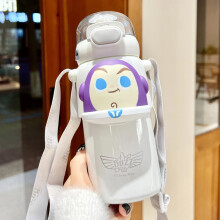 Girl Straw Kettle Crossbody Stainless Steel Kawaii 500ml Sanrio Kuromi Children Thermos Bottle Primary School Student Water Cup