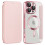 Capa compatível com iPhone 16 Pro Max com compartimentos para cartões - Rosa 1