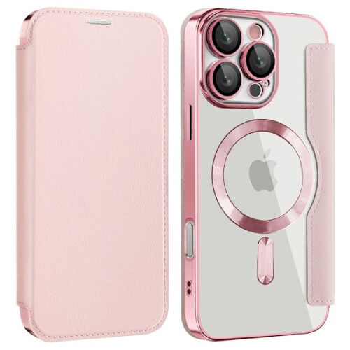 Capa compatível com iPhone 16 Pro Max com compartimentos para cartões - Rosa