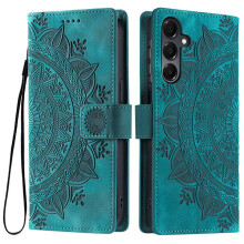Etui portfelowe z motywem mandali i kwiatów w kolorze zielonym, kompatybilne z Samsung Galaxy A26