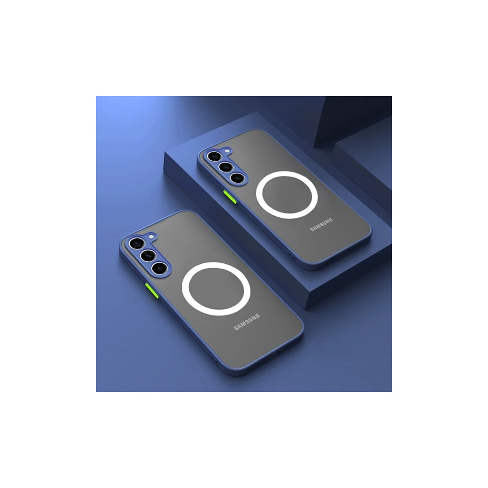 Compatible Magsafe Matte Magnetic Case For Samsung Galaxy S25/S24/S23/S22/S21 Ultra Plus Fe, Shockproof Frosted Wireless Charging Cover, Blue 9164030479432