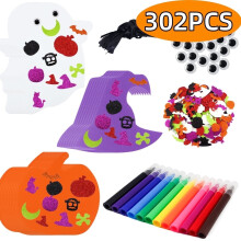 Kit de artesanato faça você mesmo com adesivos de espuma de Halloween (302 peças), abóbora, fantasma e chapéu de bruxa. Ideal para atividades em