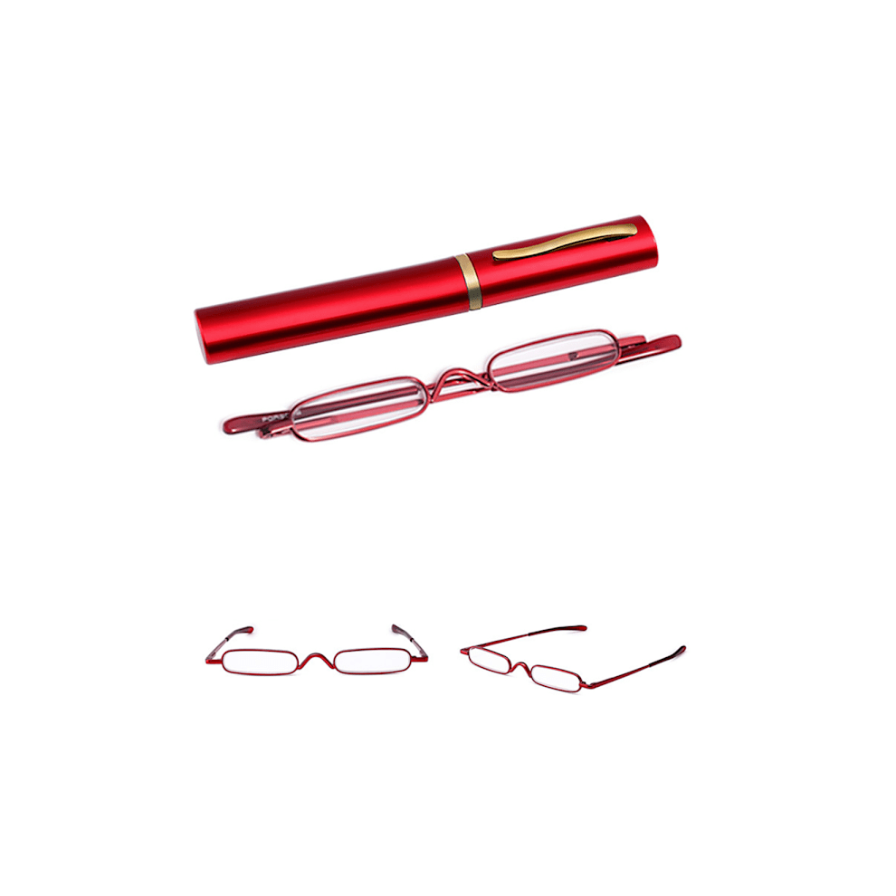 Reading Glasses With Protective Metal Case (Power +1.0 To +4.0) +1.5 Red 9164030597174