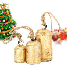 Ensemble de cloches de Noël rustiques vintage - Décoration de Noël shabby chic - Ensemble de 3 cloches de tailles différentes - Créez une