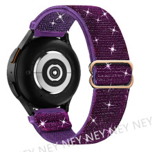 Elastisches, glänzendes 20/22 mm Armband im Bohemian Pride-Stil, kompatibel mit Samsung Galaxy Watch 7/6/5/4 und Huawei GT4-3-2, Flash Purple