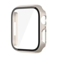 PC-hoes + gehard glas, compatibel met Apple Watch 10 46/42mm, Ultra 2/1 49mm, iWatch 9 8 7 6 5SE 45/41/44/40mm, Starlight
