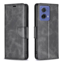 Motorola Moto G85 Hülle in Lammlederoptik – Schwarz (reinfarbige Klapphülle)