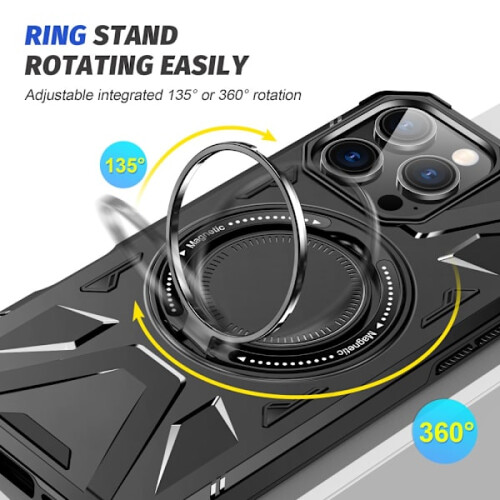 Υβριδική θήκη συμβατή με iPhone16Pro MagSafe Ring Black 2