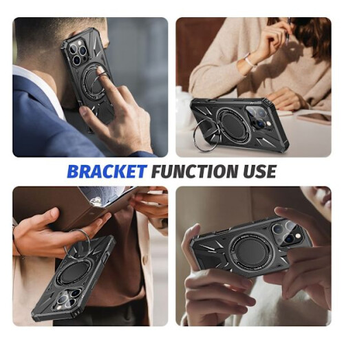 Υβριδική θήκη συμβατή με iPhone16Pro MagSafe Ring Black 1