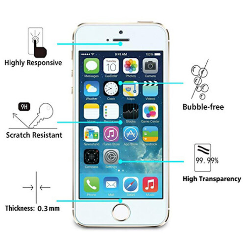 Συμβατό με iPhone5/5C/5S/5SE Προστατευτικό οθόνης 4 τεμαχίων Standard 9H HD-Clear 1