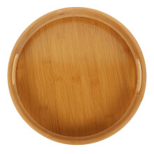 Bamboe opbergtray in vintage stijl, houten serveerschaal voor desserts en snacks.