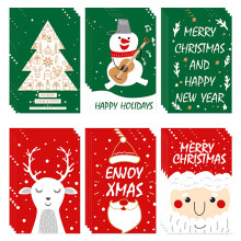 Poaug Geschenkkarten-Sonderangebot – 24 Sets rote und grüne Weihnachtskarten mit farbenfrohen Umschlägen, ideal als Weihnachtsgeschenk für