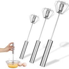 Halbautomatischer Schneebesen aus Edelstahl, Schneebesen aus Edelstahl, Handmixer mit Rotationsbesen, Multifunktions-Schneebesen zum Kochen und