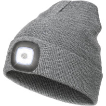 LED-Mütze mit Licht, Unisex, USB-aufladbar, Freisprechfunktion, 4 LEDs, Stirnlampe, Wintermütze, Strickmütze, Nachtlicht, Taschenlampe, Geschenk
