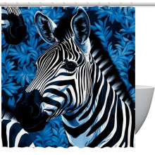 Douchegordijn met ringen en haken, zebraprint, 66" x 72" (168 x 183 cm), badkamerdecoratie