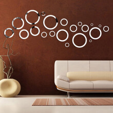 24-teiliges Set 3D-Rundspiegel-Aufkleber zum Selbermachen, Vinyl-Wandaufkleber in Kreisform, abnehmbare Dekoration für Haus und Terrasse, Aufkleber
