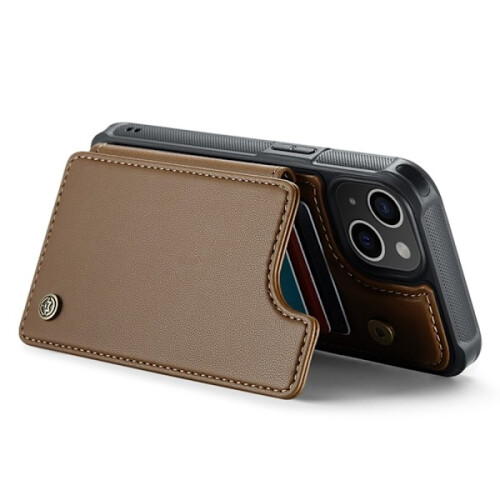 CASEME Capa Carteira com Suporte e RFID para iPhone 15 Plus Marrom 2