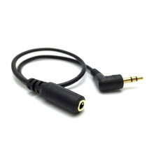 3,5 mm pravouhlý 90-stupňový audio predlžovací kábel Aux, pozlátený, 0,3 m/1 stopa