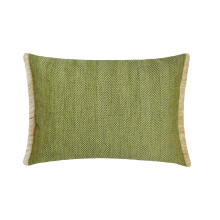 HomeCentric Decoratieve langwerpige kussenhoes 30 x 60 cm groen - Jute kussenhoes met chevronpatroon voor bank, fauteuil, bed, terras - Weelderig