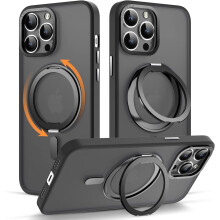 Capa compatível com iPhone 13 Pro Max de 6,7" - Suporte magnético giratório 360, compatível com MagSafe, proteção de nível militar, preta