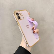 Συμβατή με iPhone13 θήκη με καρδιά και χρυσές λεπτομέρειες για το γόνατο σε παστέλ