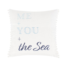 Levtex Home - Reef Dream - Decorative Pillow (18x18in.) - Embroidered Words - White, Blue and Navy
