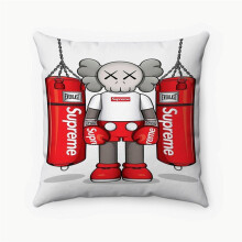 AIVO Kaws compatibel met Supreme Custom Pillow Case, gepersonaliseerde vierkante kussenhoes van gesponnen polyester voor bed, bank en woondecoratie.
