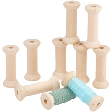 Holzspulen für Nähgarn, Blumenmuster, Weiß, 25,5 x 19 mm, Loch: 6 mm