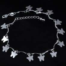 SANAG Woman Silver Plated Heart Butterfly Anklets Chain Ankle Bracelet Foot Jewelry Beachwear
