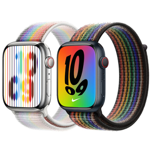 Compatible con Apple Watch. Correa SportLoop Pride blanca de 42/44/45 mm.