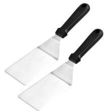 2-teiliges Set Spatel mit Kunststoffgriff, Edelstahl-Kochschaber, Steakwender, Küchen-Pizzalöffel