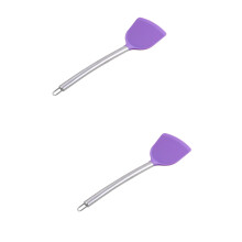2 Silikonspatel mit Edelstahlgriff, antihaftbeschichtet, hitzebeständig, für die Küche (Lila)