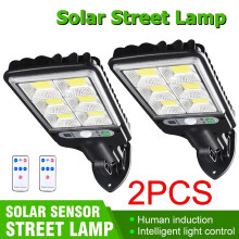 Lot de 2 lampadaires solaires d'extérieur avec 3 modes d'éclairage, étanches et dotés d'un détecteur de mouvement.
