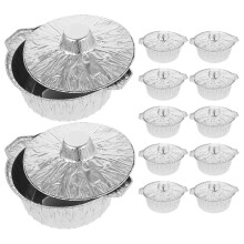 PATKAW12pcs Moules à pâtisserie jetables, barquettes en aluminium, bols en aluminium pour barbecue, moules avec couvercles