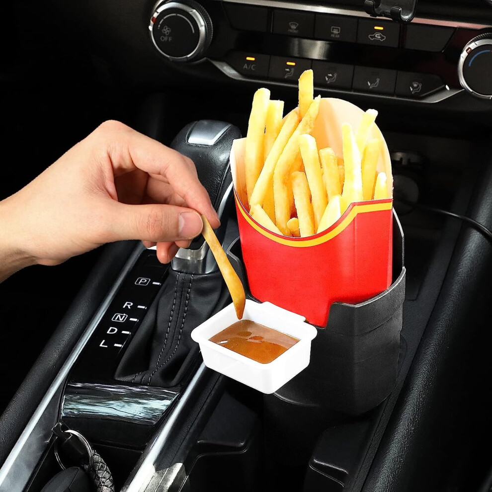Pwpsg French Fry & Ketchup Cup Holder Set For Car - Secure Snack & Sauce Container, Portable Car Accessory, Space-Saving Design 2Pc Black 9164030046887