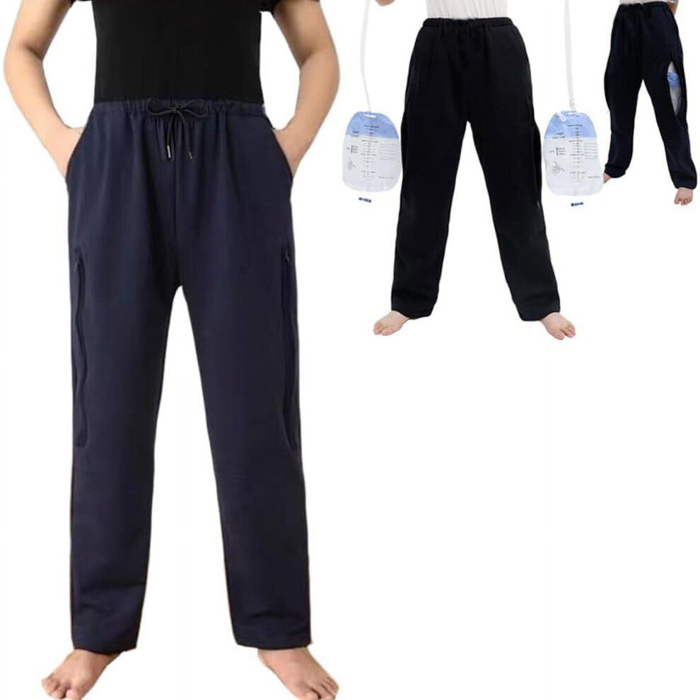 Urine Bag Holder Pants with Zippered Pockets,Incontinence Catheter Pants,Urine Bag Holder Trousers for Nephropathy Nephrostomy,Cystostomy,Eelderly