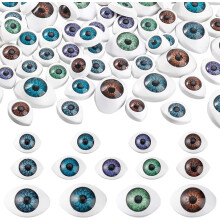 104Pcs Oval Doll Eyes, 13 Styles Resin Craft Eyes, compatible with DIY Sewing, Puppet, Bear Making