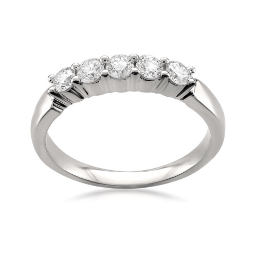 1/2 Karat TW 5-Stein-Runddiamant Platin-Braut-Ehering 2